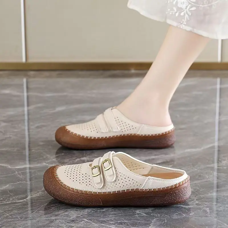 Women PU Leather Closed Toe Flat Sole Slippers Summer New Soft sole Non Slip Round Toe Hollow Out Outdoor Half Slippers Sandals
Women PU Leather Closed Toe Flat Sole Slippers Summer New Soft sole Non Slip Round Toe Hollow Out Outdoor Half Slippers Sandals
