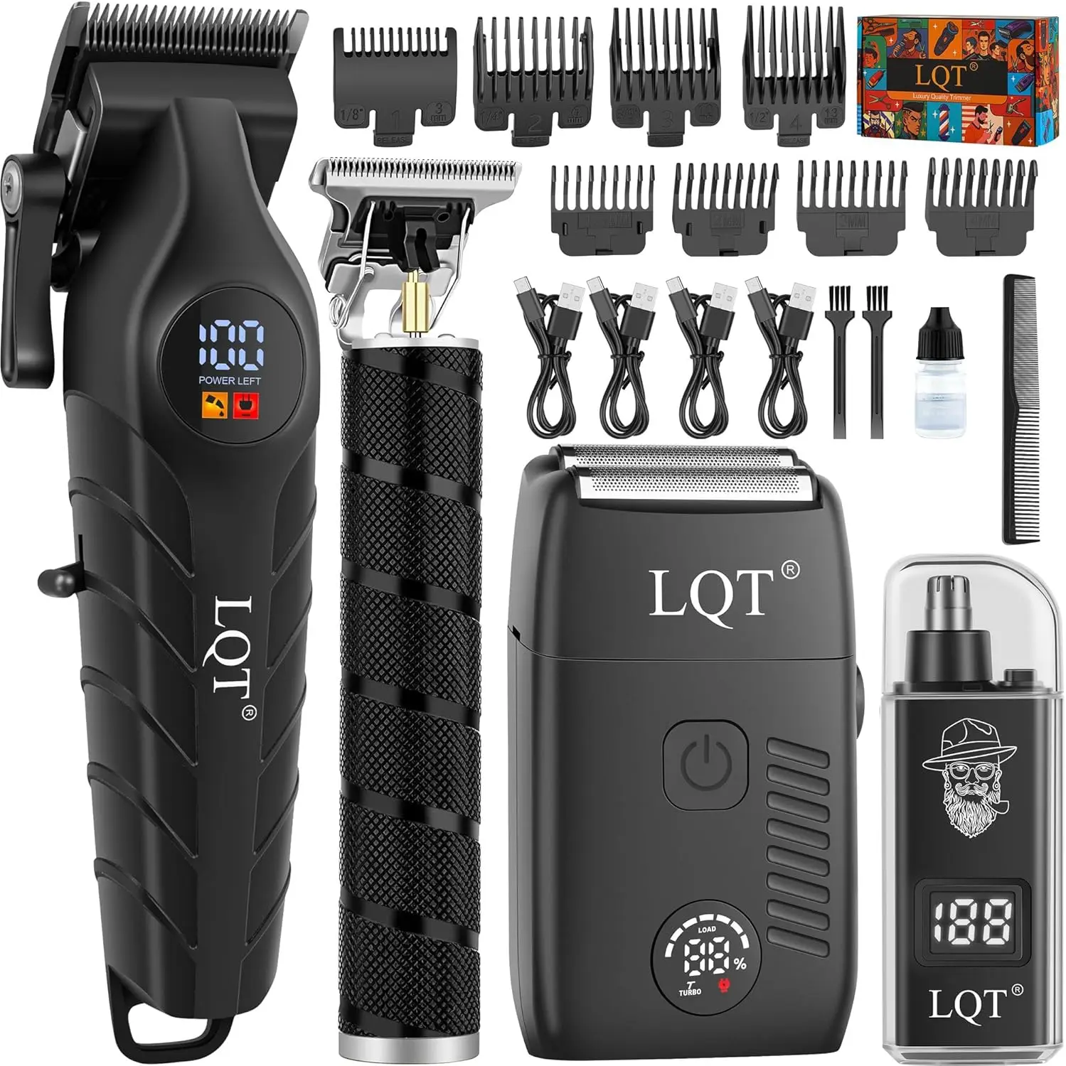 4-in-1 Cordless Hair Clipper Set with LED Display, Waterproof Groomer & Trimmer Kit for Men
4-in-1 Cordless Hair Clipper Set with LED Display, Waterproof Groomer & Trimmer Kit for Men