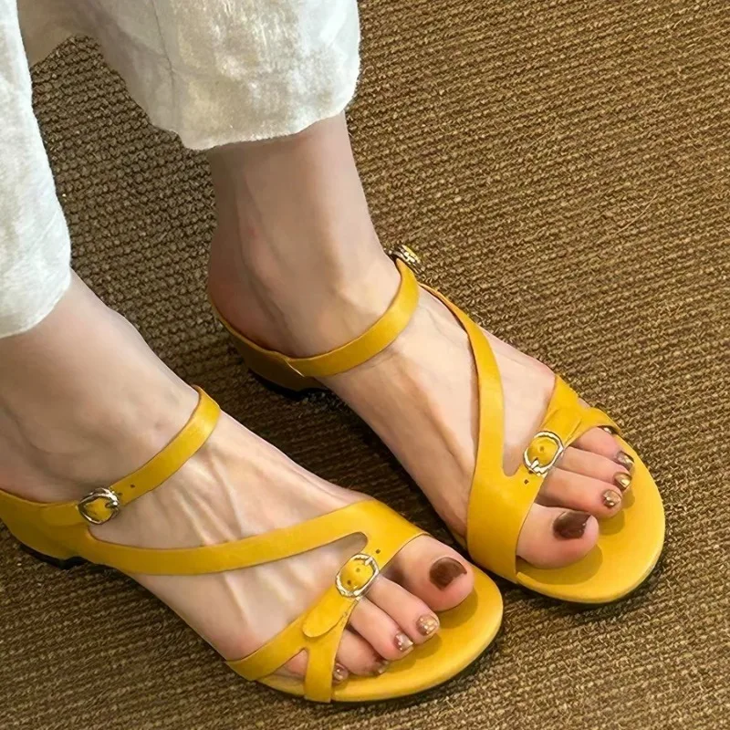 Sheepskin Leather Summer High Heels Sandals Women's Open Toe Slope Heel Shoes round Head Fashionable Casual Slip-On Sandals
Sheepskin Leather Summer High Heels Sandals Women's Open Toe Slope Heel Shoes round Head Fashionable Casual Slip-On Sandals