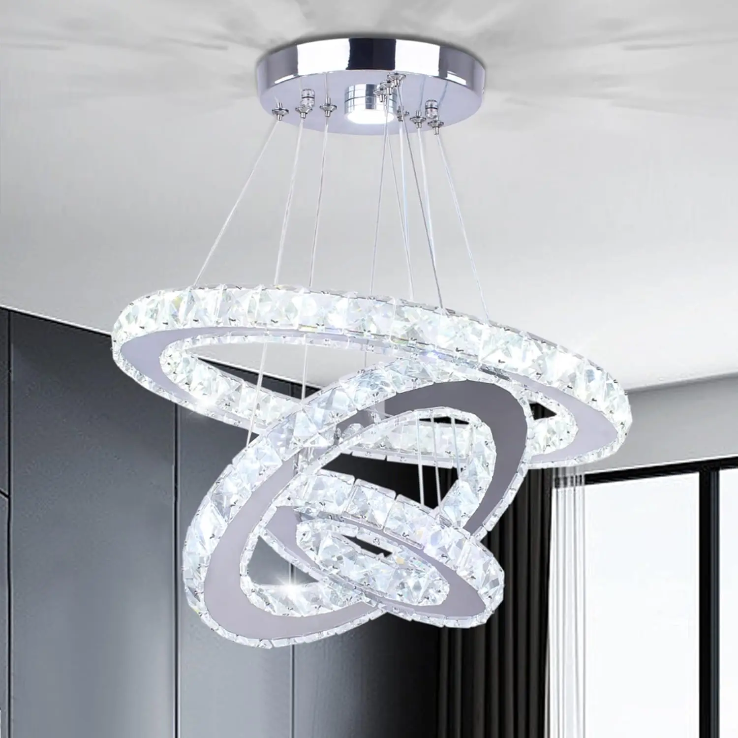 Modern LED Crystal Chandelier Light Fixtures 3 Ring Round Pendant Lighting Stainless Steel Chrome Ceiling Lamp Hanging Lights fo
Modern LED Crystal Chandelier Light Fixtures 3 Ring Round Pendant Lighting Stainless Steel Chrome Ceiling Lamp Hanging Lights fo