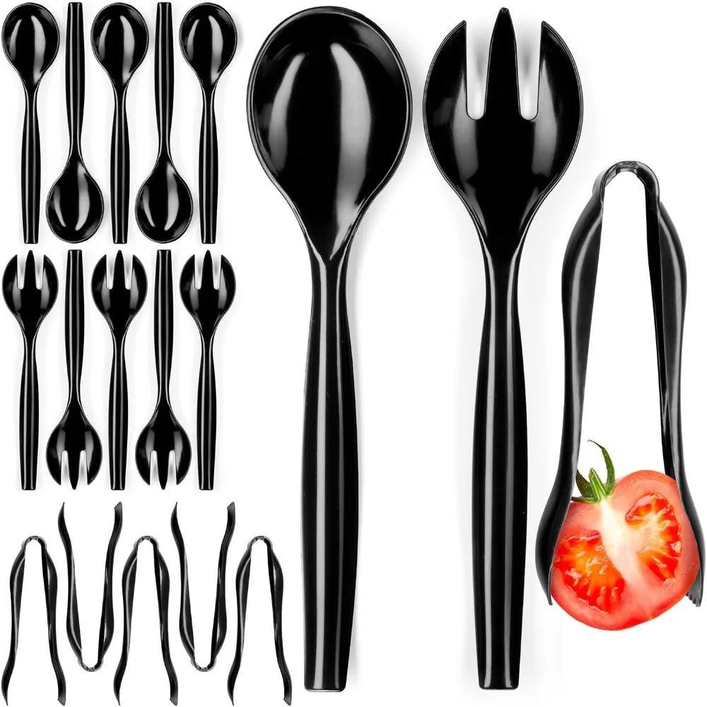 18-Piece Black Disposable Serving Utensils - 6" Tongs, 10" Spoons, Forks - Plastic Party, Buffet Serving Set
18-Piece Black Disposable Serving Utensils - 6" Tongs, 10" Spoons, Forks - Plastic Party, Buffet Serving Set