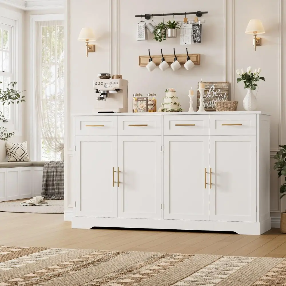 60 Large Buffet Sideboard with Storage, 36 Tall Kitchen Buffet Storage Cabinet with 4 Drawers, Modern Coffee Bar Cabinet with G
60 Large Buffet Sideboard with Storage, 36 Tall Kitchen Buffet Storage Cabinet with 4 Drawers, Modern Coffee Bar Cabinet with G