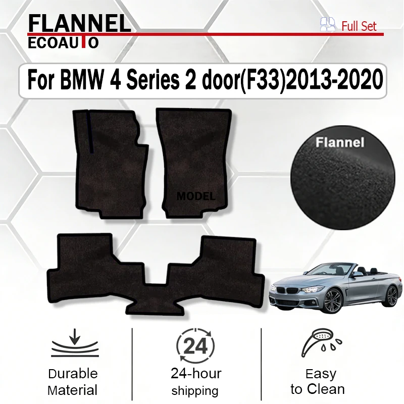 Автомобильные коврики ECOAUTO из фланели для BMW 4 серии (2-дверный F33) 2013-2020, противоскользящие, стильные, без запаха, цвет черный.
Автомобильные коврики ECOAUTO из фланели для BMW 4 серии (2-дверный F33) 2013-2020, противоскользящие, стильные, без запаха, цвет черный.