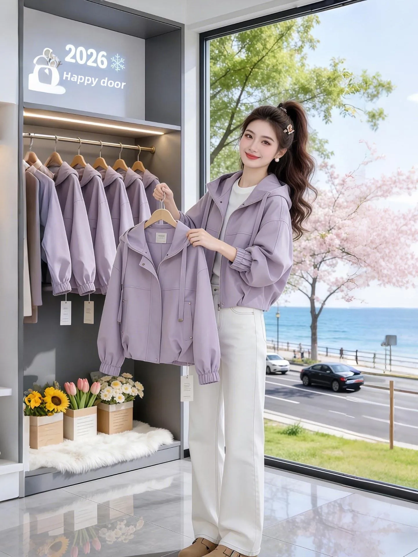 Drawstring Hooded Short Jacket Women's Casual Stylish Spring Autumn Loose Fit Premium Quality Korean Style Commute Fashion
Drawstring Hooded Short Jacket Women's Casual Stylish Spring Autumn Loose Fit Premium Quality Korean Style Commute Fashion