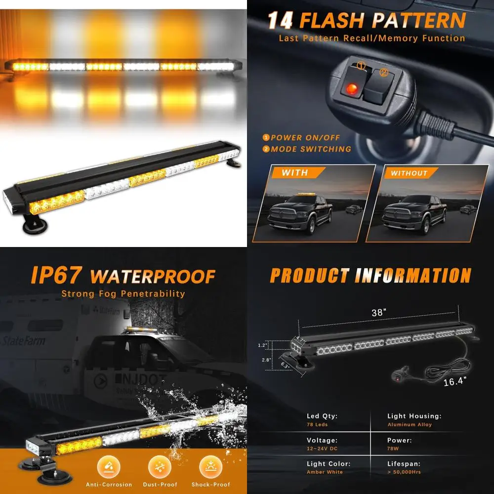 Светодиодная стробоскопическая балка на 78 LED (белый/янтарный свет) с магнитным креплением и двусторонней фиксацией для предупреждения о дорожной безопасности на рабочих автомобилях
Светодиодная стробоскопическая балка на 78 LED (белый/янтарный свет) с магнитным креплением и двусторонней фиксацией для предупреждения о дорожной безопасности на рабочих автомобилях