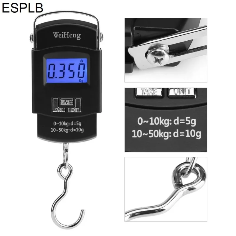 ESPLB 50kg/10g LCD Digital Hanging Scale Electronic Mini Pocket Fishing Hook Scales for Household Outdoor Weighing
ESPLB 50kg/10g LCD Digital Hanging Scale Electronic Mini Pocket Fishing Hook Scales for Household Outdoor Weighing
