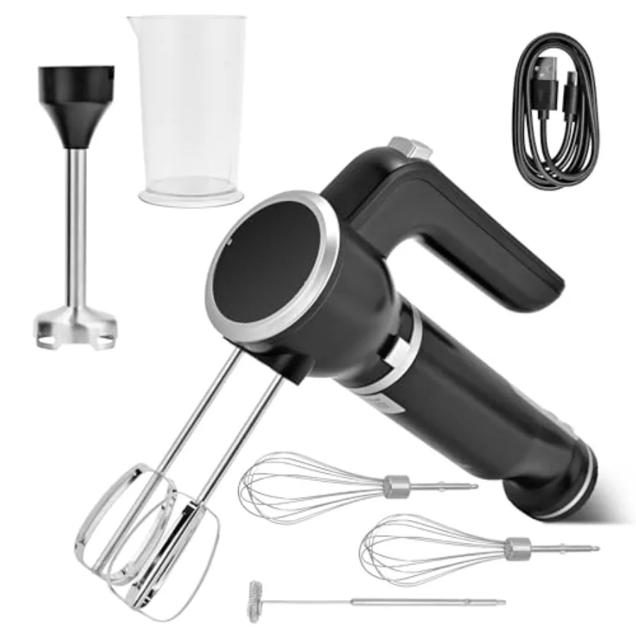 Hand Mixer5-in-1 Multifunctional Portable Charging Device Hand Blender with lmmersion Blender and Beater Whisk Milkshake Bars B
Hand Mixer5-in-1 Multifunctional Portable Charging Device Hand Blender with lmmersion Blender and Beater Whisk Milkshake Bars B