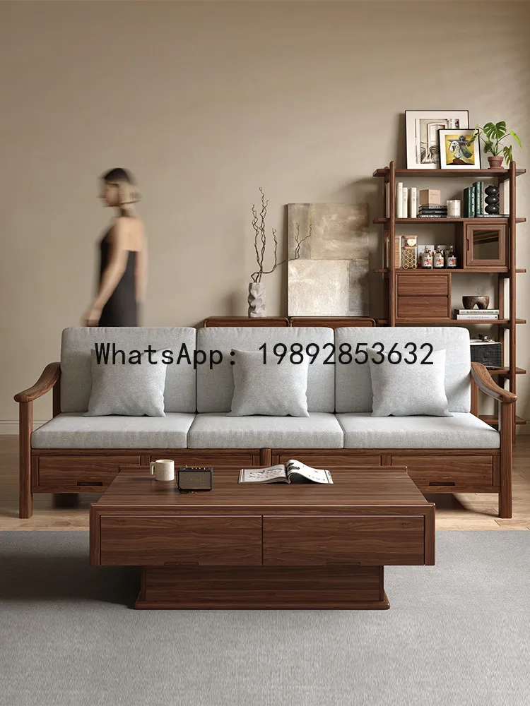 XL Solid Wood Sofa Living Room Leather Sofa Fabric Sofa Storage Black Walnut Color
XL Solid Wood Sofa Living Room Leather Sofa Fabric Sofa Storage Black Walnut Color