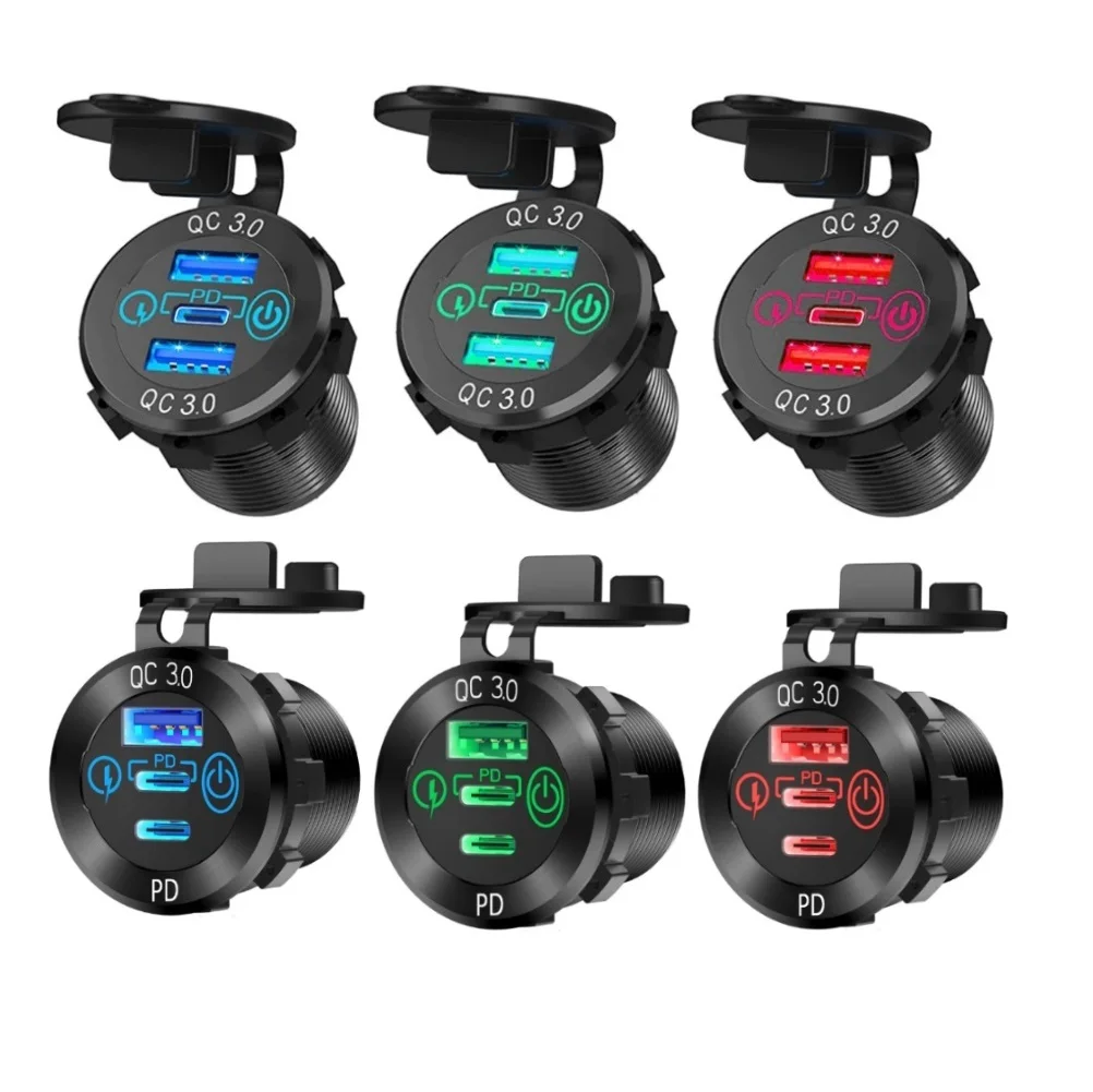 Screw Panel Chassis Mount 12V-24V Input USB Type C Outlets PD QC3.0 Boat Marine Bus Car Fast Charger Socket
Screw Panel Chassis Mount 12V-24V Input USB Type C Outlets PD QC3.0 Boat Marine Bus Car Fast Charger Socket