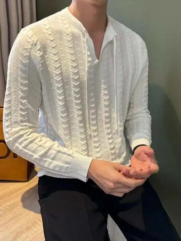 Мужской вязаный свитер с длинным рукавом, однотонный, с воротником-стойкой, волнистым узором, повседневный, осенне-зимний трикотаж
Мужской вязаный свитер с длинным рукавом, однотонный, с воротником-стойкой, волнистым узором, повседневный, осенне-зимний трикотаж