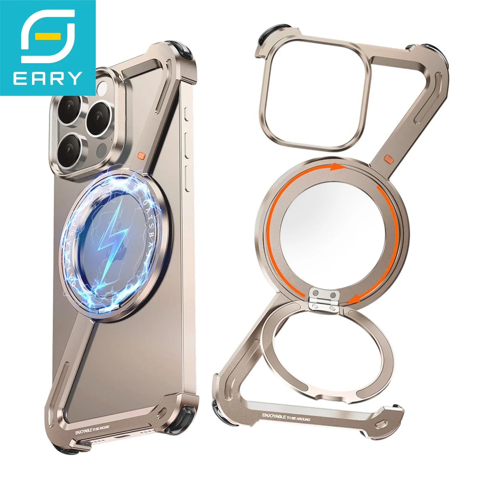 Eary Z Shape for iPhone 16 15 Pro Max Phone Case 360° Rotatable Magnetic Ring Stand Frameless Metal Bezel Less Slim Bumper Cover
Eary Z Shape for iPhone 16 15 Pro Max Phone Case 360° Rotatable Magnetic Ring Stand Frameless Metal Bezel Less Slim Bumper Cover