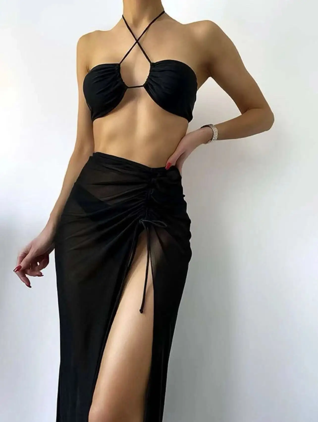 3 Pieces Thong Bikini 2025 Women With Dress Black Swimwear Female Halter Swimsuit Beach Wear Bathing Swimming Suit Summer
3 Pieces Thong Bikini 2025 Women With Dress Black Swimwear Female Halter Swimsuit Beach Wear Bathing Swimming Suit Summer