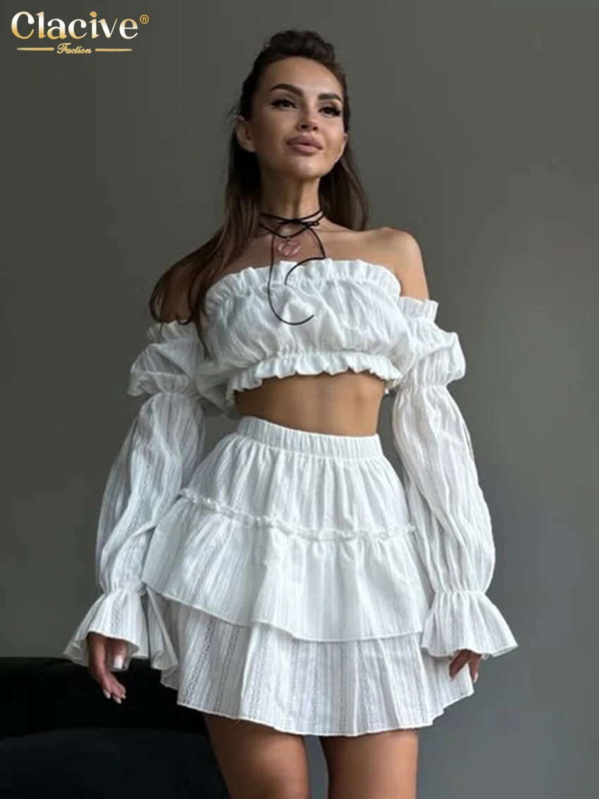Clacive Fashion Loose White Cotton Skirt Set 2 Piece Woman Elegant Long Sleeve Crop Top With High Waist Mini Skirt Set Female
Clacive Fashion Loose White Cotton Skirt Set 2 Piece Woman Elegant Long Sleeve Crop Top With High Waist Mini Skirt Set Female