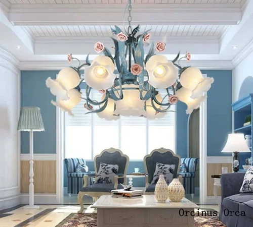 Mediterranean blue rose chandelier living room dining room bedroom Korean garden LED Flower Chandelier
Mediterranean blue rose chandelier living room dining room bedroom Korean garden LED Flower Chandelier