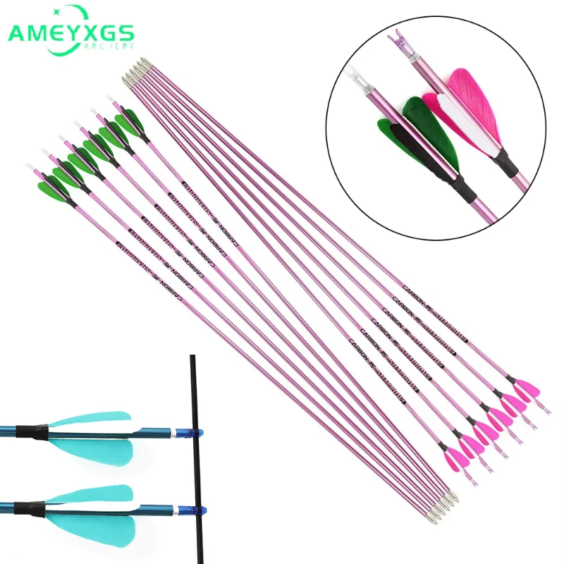 Archery 6/12pcs Pure Carbon Arrow 2'' Cordate Turkey Feather +/- 0.006 ID 4.2mm Spine 400-1000 for Bow Hunting Shooting
Archery 6/12pcs Pure Carbon Arrow 2'' Cordate Turkey Feather +/- 0.006 ID 4.2mm Spine 400-1000 for Bow Hunting Shooting