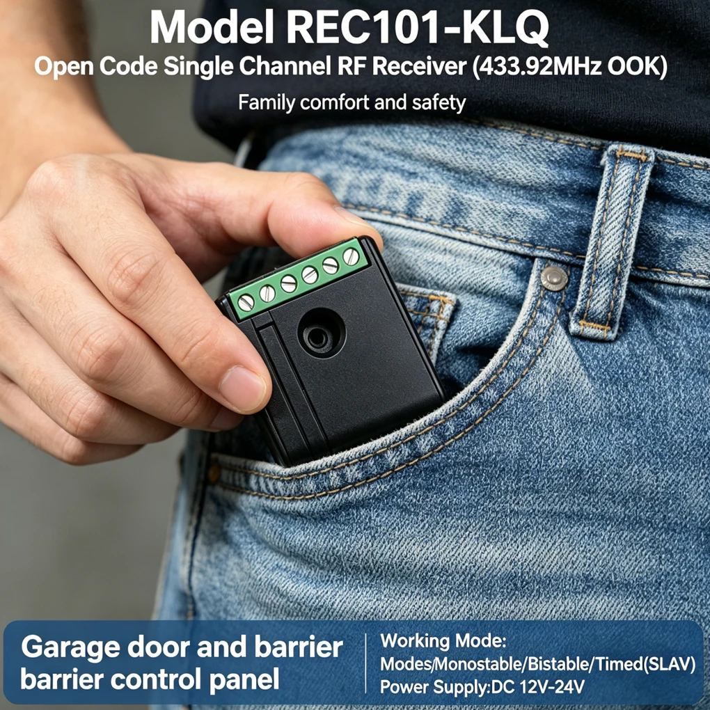 Single Channel Remote Receiver Module Compatible All 433.92MHz Clone Remotes for Parking Barrier Roller Shutter System
Single Channel Remote Receiver Module Compatible All 433.92MHz Clone Remotes for Parking Barrier Roller Shutter System