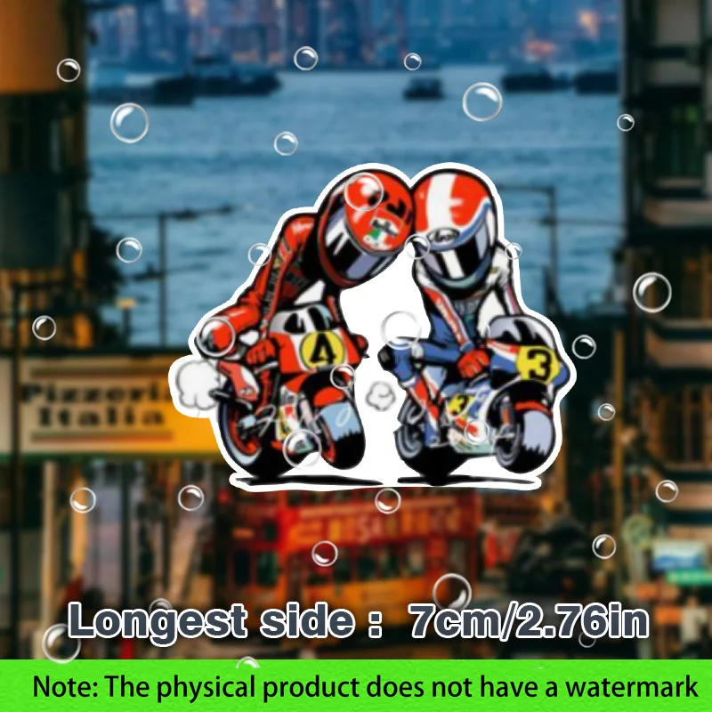 Two Cartoon Chibi Motorcycle Racers Stickers, Waterproof No.3 No.4 Riders Decals for Car Helmet Bike Decor
Two Cartoon Chibi Motorcycle Racers Stickers, Waterproof No.3 No.4 Riders Decals for Car Helmet Bike Decor