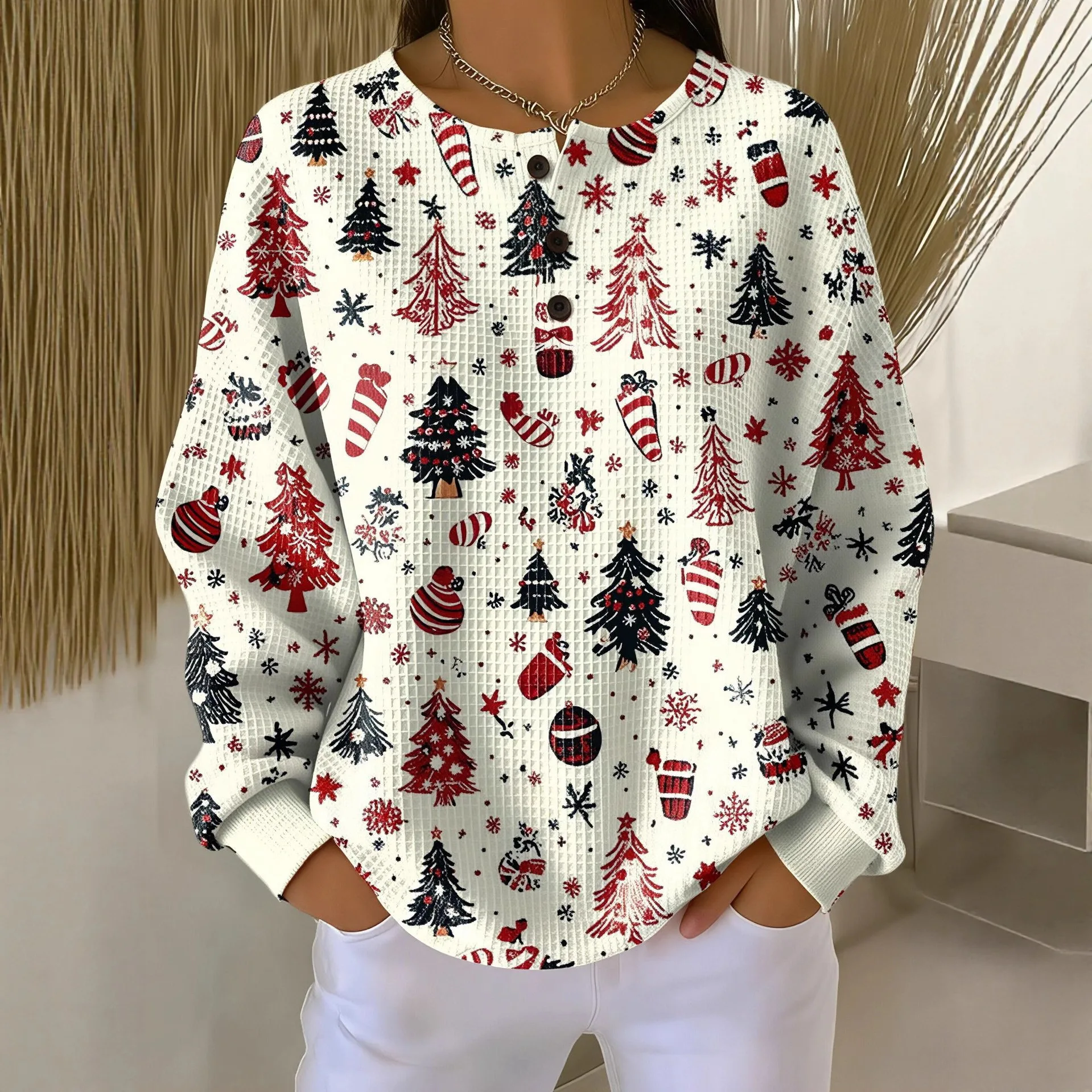 Винтажный свитшот-поло с цифровым принтом и воротником-стойкой, ретро-шик, повседневный, из вафельного трикотажа, мягкий пуловер-поло
Винтажный свитшот-поло с цифровым принтом и воротником-стойкой, ретро-шик, повседневный, из вафельного трикотажа, мягкий пуловер-поло