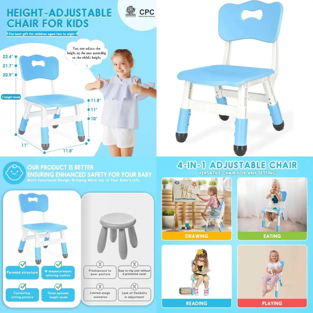 Adjustable Height Kids' Chair: 3 Levels for Toddler Desk, Play, Indoor & Outdoor Use
Adjustable Height Kids' Chair: 3 Levels for Toddler Desk, Play, Indoor & Outdoor Use