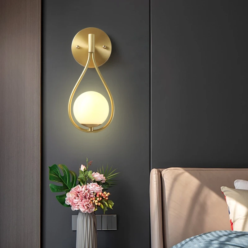 Minimalist Bedroom Bedside Lamp Living Room Background Wall Lamp Nordic Copper Light Luxury American Stair Aisle Wall Lamp
Minimalist Bedroom Bedside Lamp Living Room Background Wall Lamp Nordic Copper Light Luxury American Stair Aisle Wall Lamp