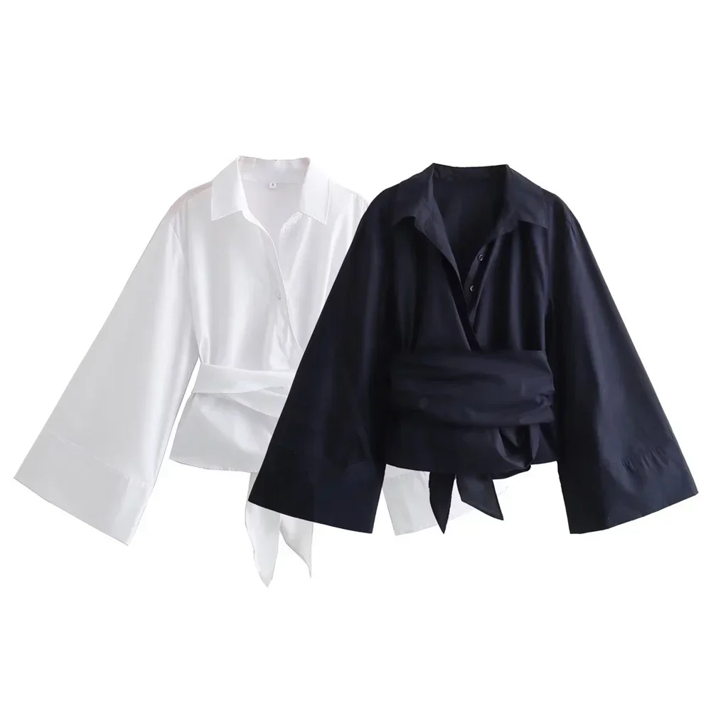 New Women's Fashion Casual Polo Neck Bow Tie up Short Edition Double Breasted Poplin Shirt
New Women's Fashion Casual Polo Neck Bow Tie up Short Edition Double Breasted Poplin Shirt