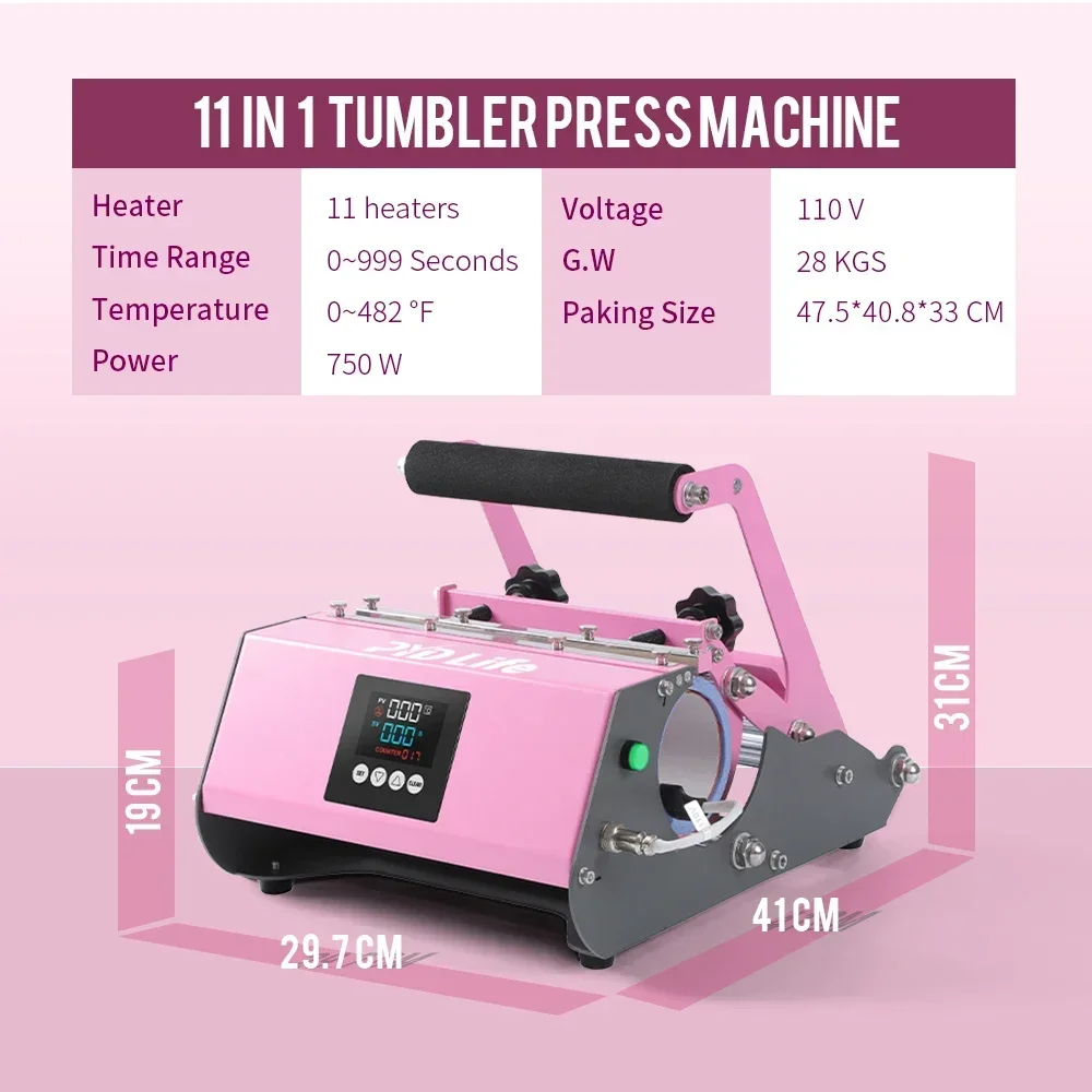 NEW PYD Life Newest Pink 11 in 1 3 oz 6 oz 20 oz Best Buy Sublimation Heat Press Tumbler Machine
NEW PYD Life Newest Pink 11 in 1 3 oz 6 oz 20 oz Best Buy Sublimation Heat Press Tumbler Machine