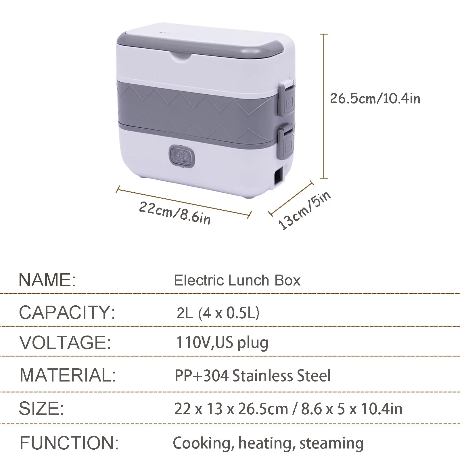 Electric Lunch Box, 2L Portable Electric Self Cooking Heating Bento Lunch Box Multifunctional Mini Food Storage Warmer
Electric Lunch Box, 2L Portable Electric Self Cooking Heating Bento Lunch Box Multifunctional Mini Food Storage Warmer