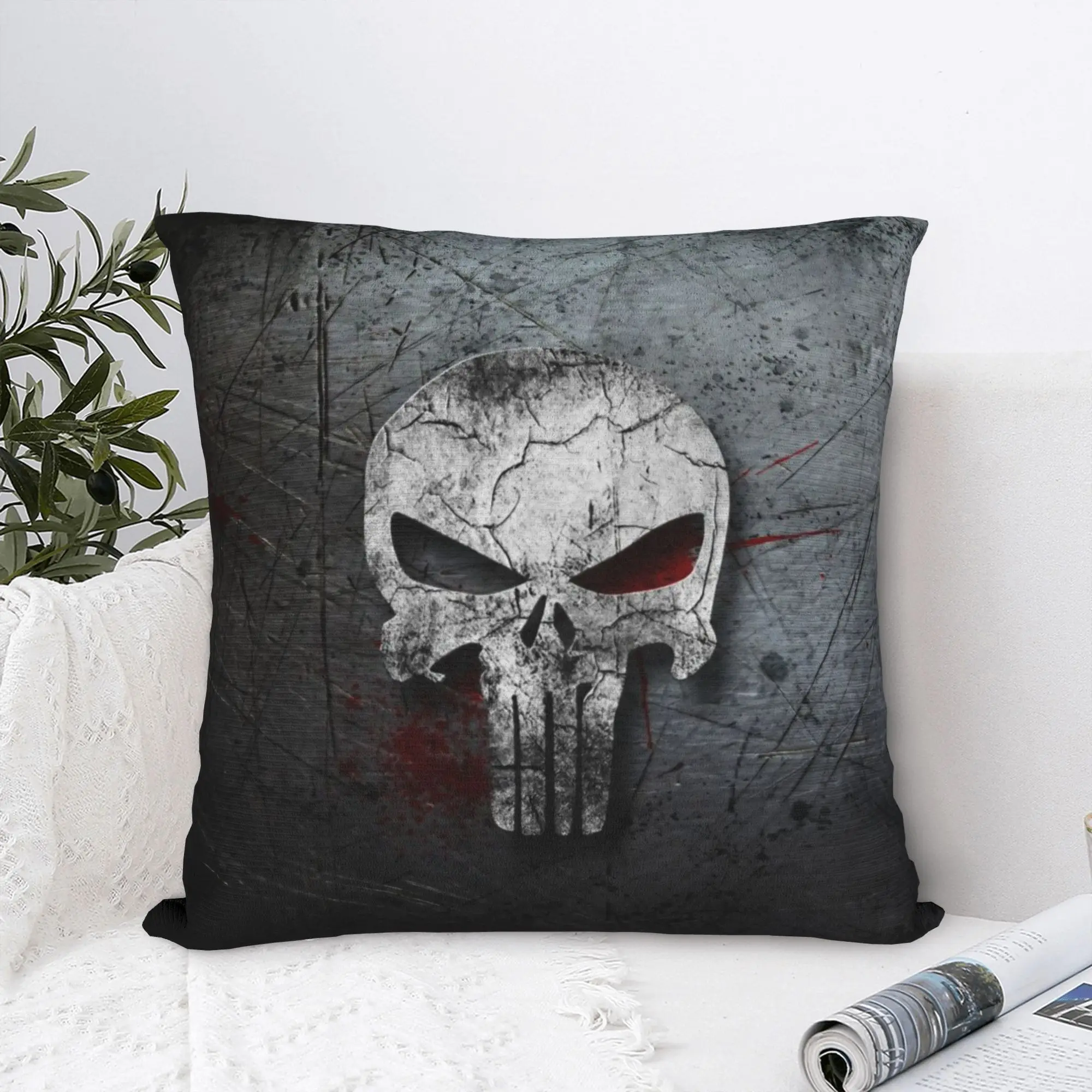 Skeleton Heavy Metal Square Pillow Cases Punisher Skull Cushion Covers Funny Zippered Decor Pillowcover for Home 40x40cm
Skeleton Heavy Metal Square Pillow Cases Punisher Skull Cushion Covers Funny Zippered Decor Pillowcover for Home 40x40cm