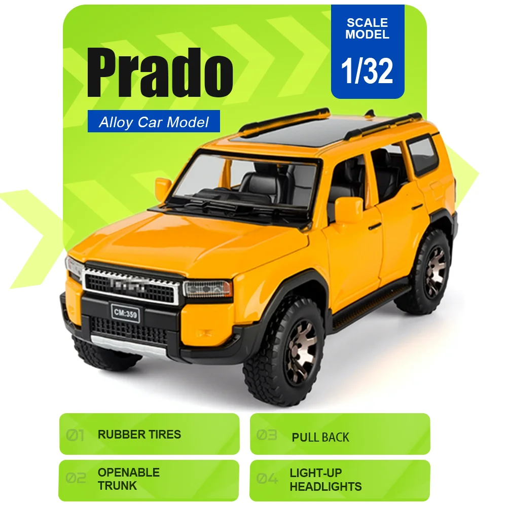 1:32 Scale Prado ES8 Car Toy Miniature Diecast Alloy Model Doors Opened with Sound Light Pull Back Vehice Exquisite Gift for Boy
1:32 Scale Prado ES8 Car Toy Miniature Diecast Alloy Model Doors Opened with Sound Light Pull Back Vehice Exquisite Gift for Boy