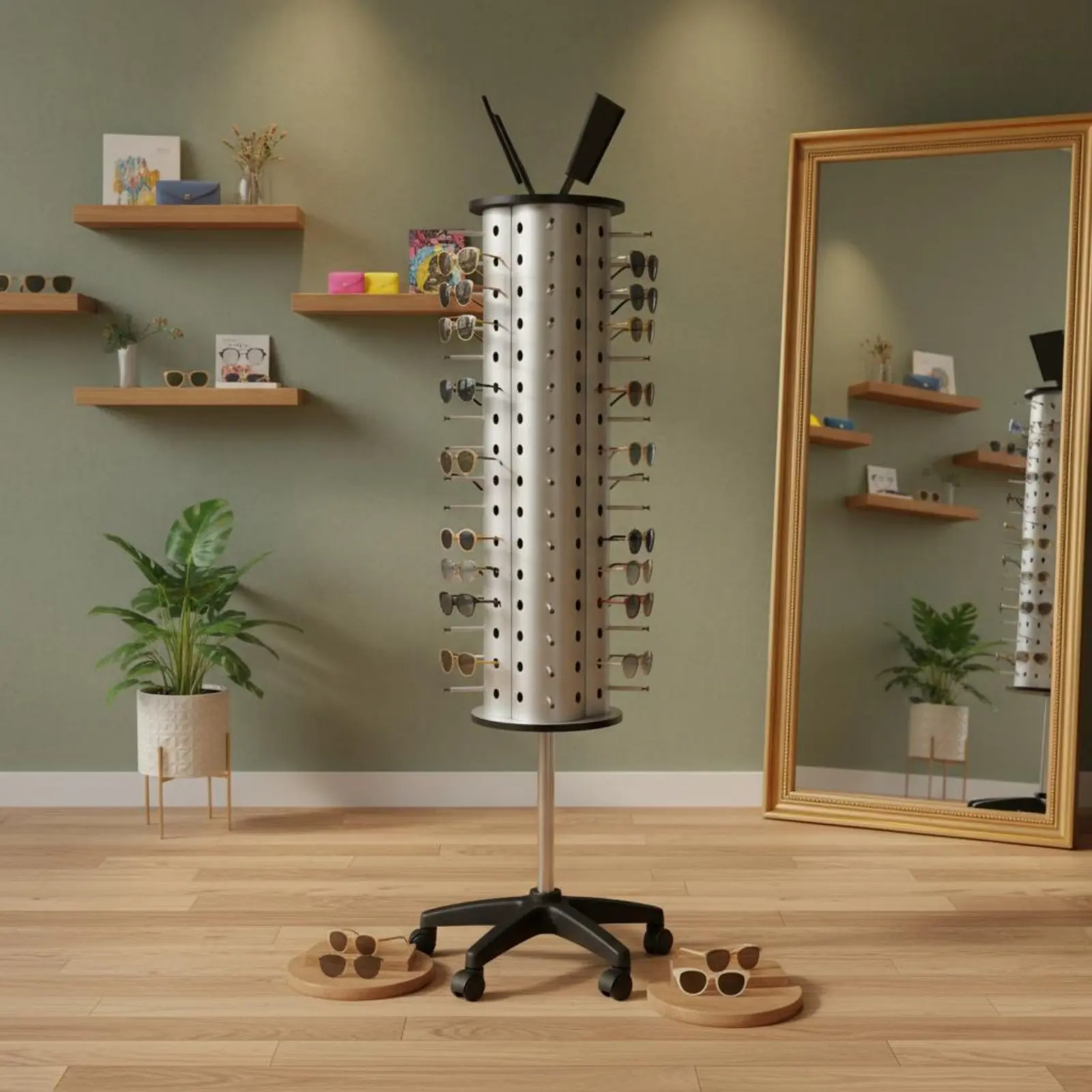 60 Pair Glasses Holder Sturdy Construction Floor Standing Sunglasses Rack Spectacle Display Display Single-Unit Wheeled Base
60 Pair Glasses Holder Sturdy Construction Floor Standing Sunglasses Rack Spectacle Display Display Single-Unit Wheeled Base