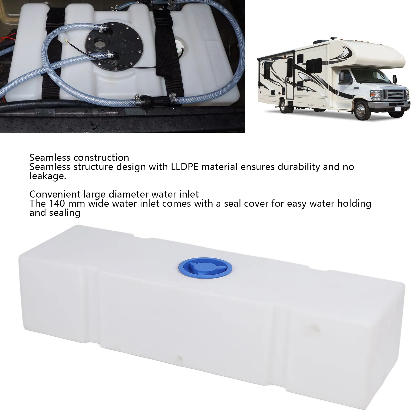 RV Water Storage Tank Food Grade LLDPE 44.49x13.19x10.04in 26.5 Gallon Fresh Water Holding Container for Trailers Boats Yachts
RV Water Storage Tank Food Grade LLDPE 44.49x13.19x10.04in 26.5 Gallon Fresh Water Holding Container for Trailers Boats Yachts