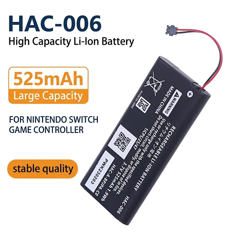 PURFIELD HAC-006 525mA Battery HAC-BPJPA-C0 HAC-A-JCR-C0 For Nintendo Switch NS Joy-Con Joycon Controller Battery
PURFIELD HAC-006 525mA Battery HAC-BPJPA-C0 HAC-A-JCR-C0 For Nintendo Switch NS Joy-Con Joycon Controller Battery