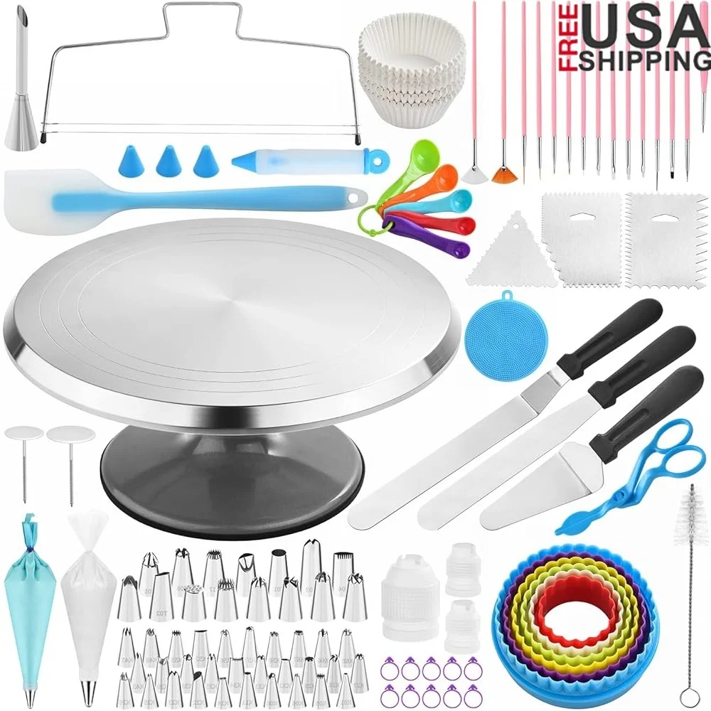 300 PCS Cake Decorating Kit Baking Supplies Tools Set Turntable Piping Bags Nozzle Tips Icing Spatulas Muffin Cups Scissors
300 PCS Cake Decorating Kit Baking Supplies Tools Set Turntable Piping Bags Nozzle Tips Icing Spatulas Muffin Cups Scissors