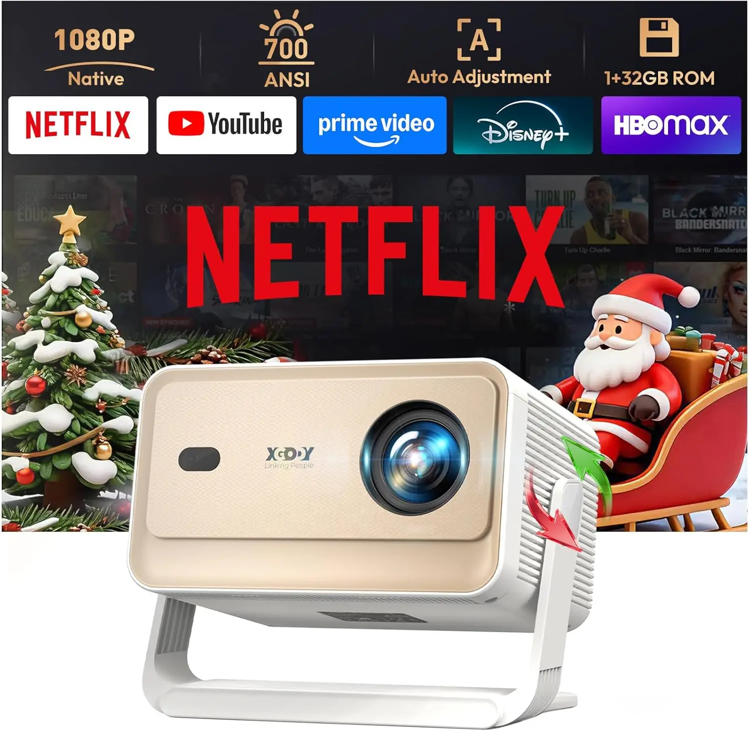 Smart WiFi 6 Bluetooth Projector, 700 ANSI Native 1080P with Auto Focus and Voice Control for Home Theater
Smart WiFi 6 Bluetooth Projector, 700 ANSI Native 1080P with Auto Focus and Voice Control for Home Theater