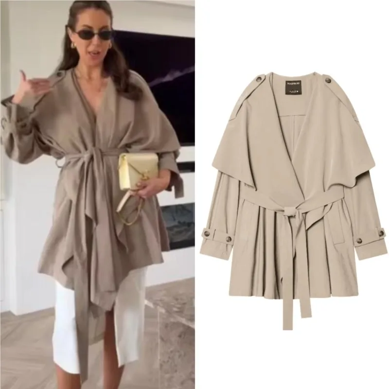 Women's Trench Spring Casual V-neck Long Sleeve With Belt Windbreaker Loose Female Coats Fashion Outerwears Vintage Tops
Women's Trench Spring Casual V-neck Long Sleeve With Belt Windbreaker Loose Female Coats Fashion Outerwears Vintage Tops