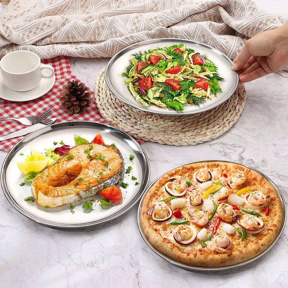 304 Stainless Steel Dinner Plates Silver/Gold Camping Dishes 14/17/20/23/26/30CM Dessert Plate for Salad Appetizer Fruit Dessert
304 Stainless Steel Dinner Plates Silver/Gold Camping Dishes 14/17/20/23/26/30CM Dessert Plate for Salad Appetizer Fruit Dessert