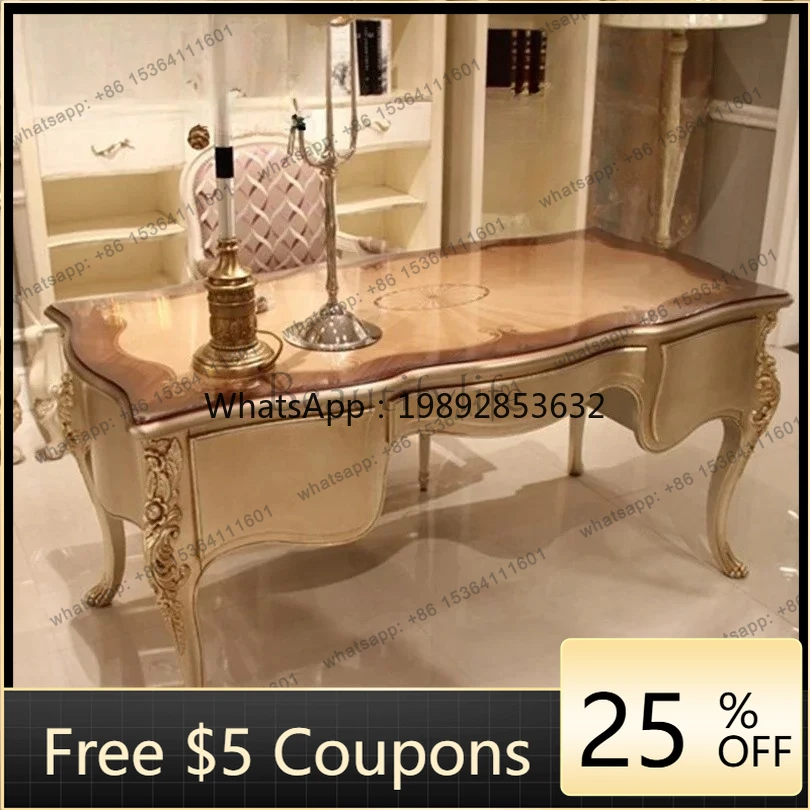 FF Luxury European study furniture, large solid wood carving flower writing desk, French home desk
FF Luxury European study furniture, large solid wood carving flower writing desk, French home desk
