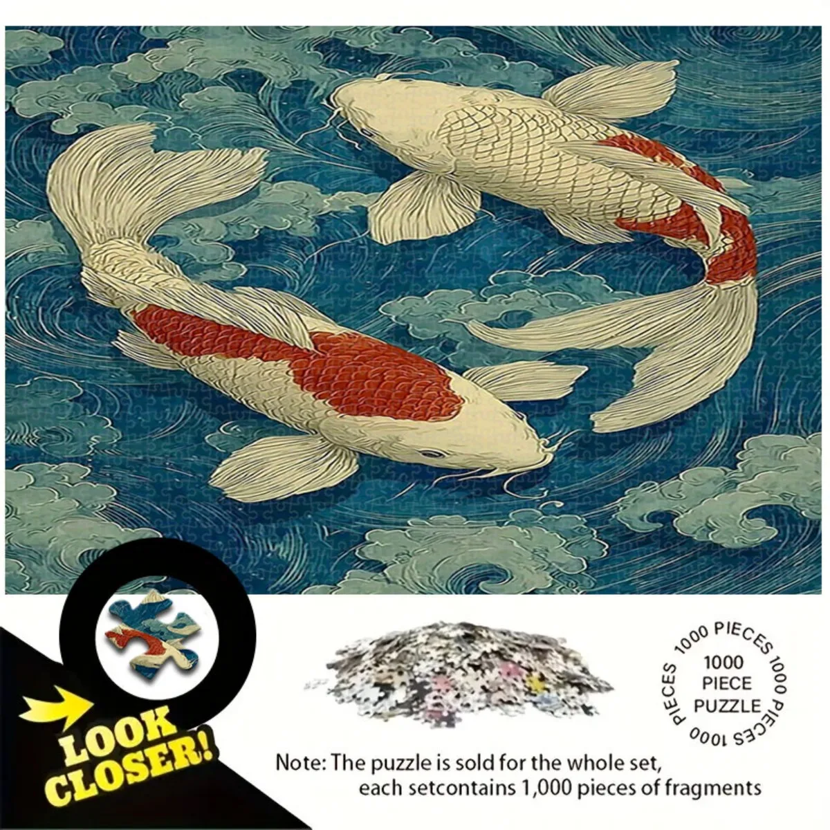 1000 шт. японская головоломка с рыбой кои и вишней - схема синего и белого цвета, утолщенный прочный картон с 1000 C
1000 шт. японская головоломка с рыбой кои и вишней - схема синего и белого цвета, утолщенный прочный картон с 1000 C