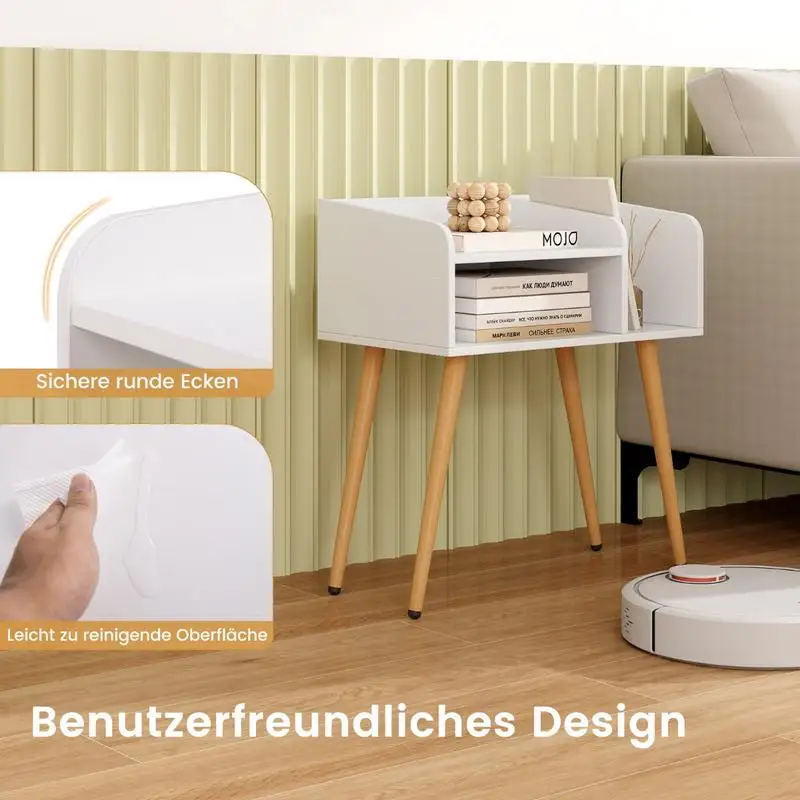Mid Century Modern Nightstand with Open Shelves-White
Mid Century Modern Nightstand with Open Shelves-White