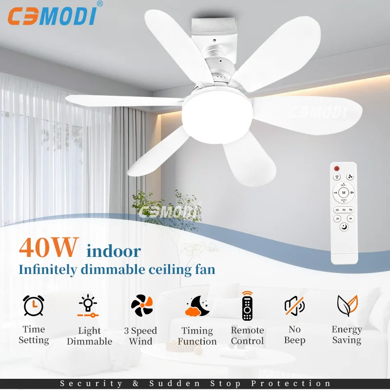 40W LED Ceiling Fan Light with Remote Control, Dimmable Light & 3-Speed Fan, E27 Bulb Base, 85-265V Quiet for Bedroom Living
40W LED Ceiling Fan Light with Remote Control, Dimmable Light & 3-Speed Fan, E27 Bulb Base, 85-265V Quiet for Bedroom Living