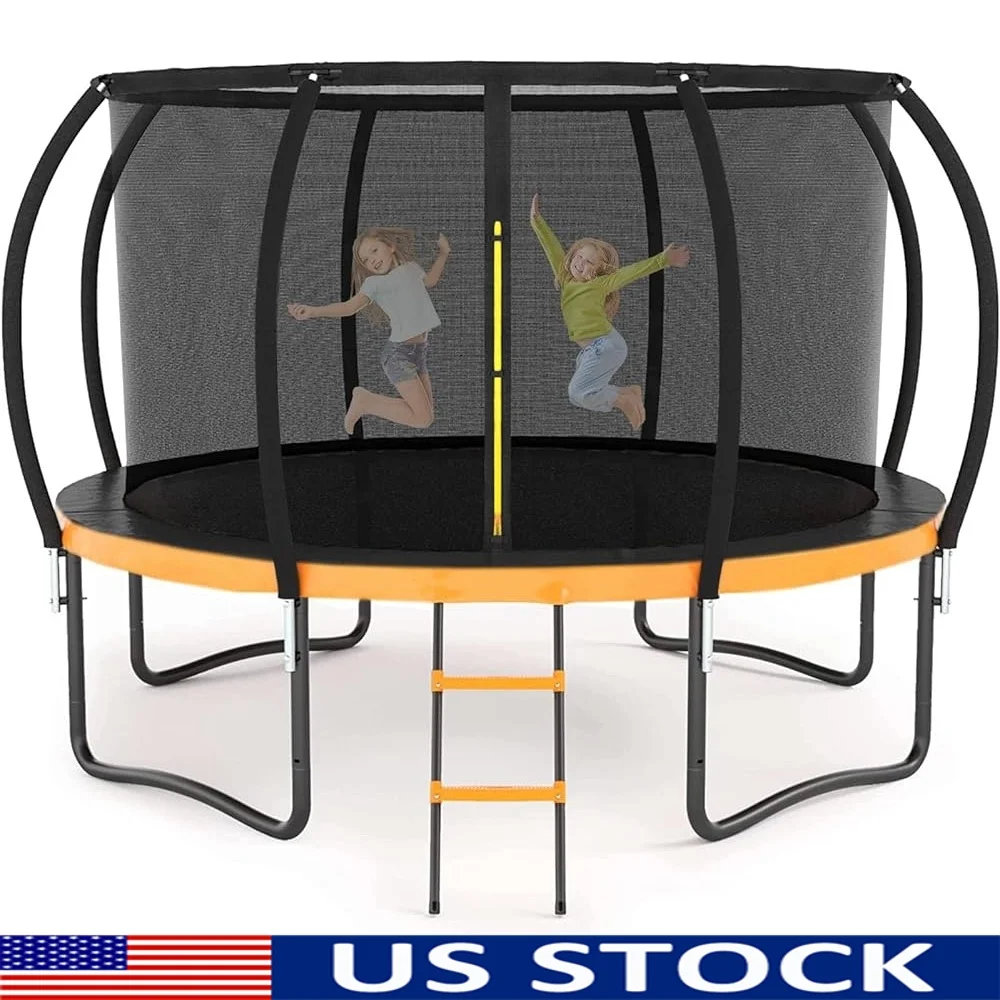 12FT Trampoline with Enclosure Net Heavy Duty Anti-Rust Steel Frame Curved Poles Ladder Safety Padding Kids Adults Outdoor Fun
12FT Trampoline with Enclosure Net Heavy Duty Anti-Rust Steel Frame Curved Poles Ladder Safety Padding Kids Adults Outdoor Fun