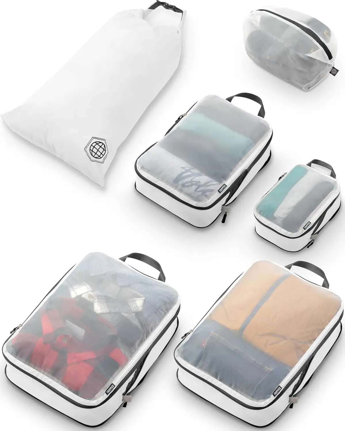 Large Packing Cube Set with See Through Mesh - Compression Packing Cubes Travel Organizers (White)
Large Packing Cube Set with See Through Mesh - Compression Packing Cubes Travel Organizers (White)