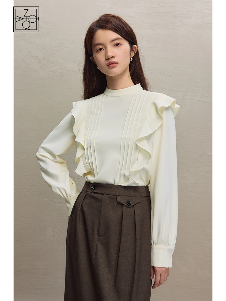 ZIQIAO Stand Collar Women White Sweet Winter Long Sleeve Blouses Ruffle Design Female Pink Temperament Office Lady Shirts
ZIQIAO Stand Collar Women White Sweet Winter Long Sleeve Blouses Ruffle Design Female Pink Temperament Office Lady Shirts