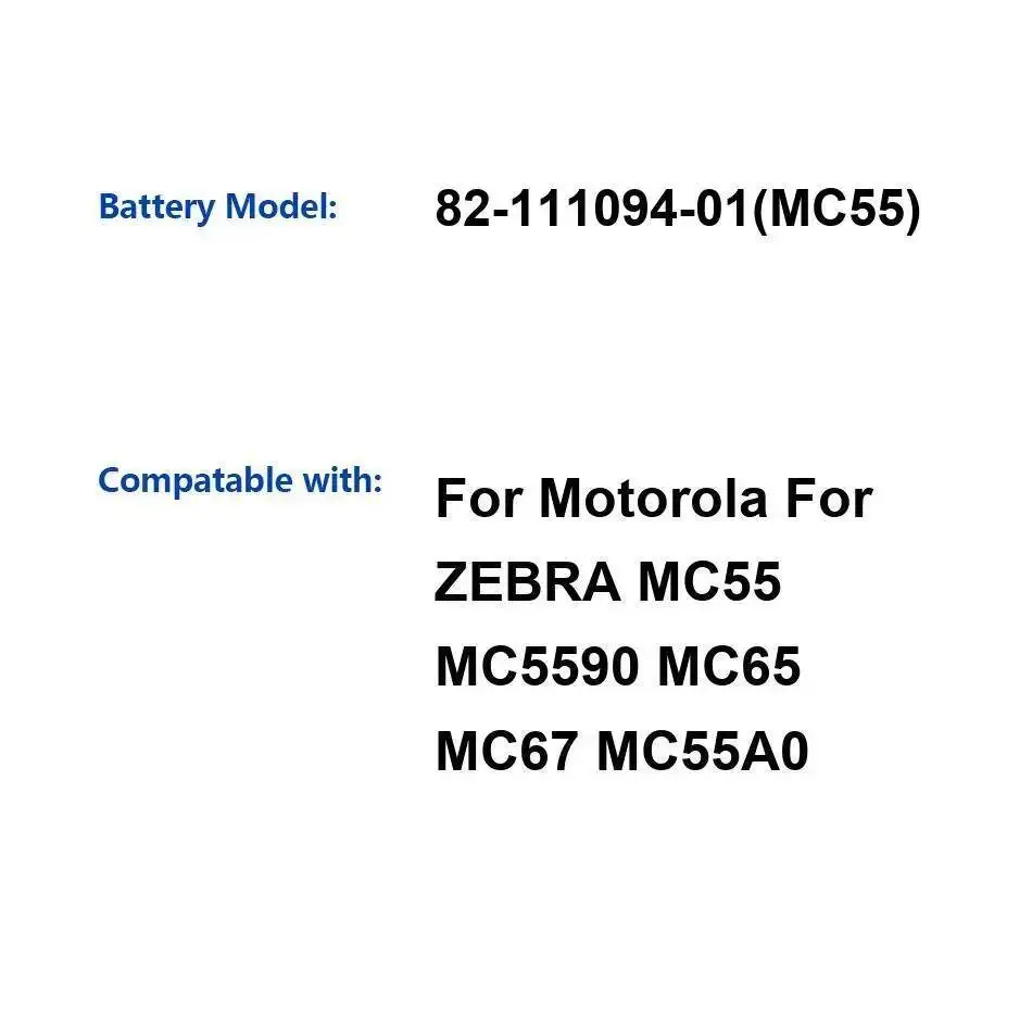 Аккумулятор 3600 мАч для Motorola Zebra MC55 MC5590 MC65 MC67 MC55A0 82-111094-01 Надежная мощность
Аккумулятор 3600 мАч для Motorola Zebra MC55 MC5590 MC65 MC67 MC55A0 82-111094-01 Надежная мощность