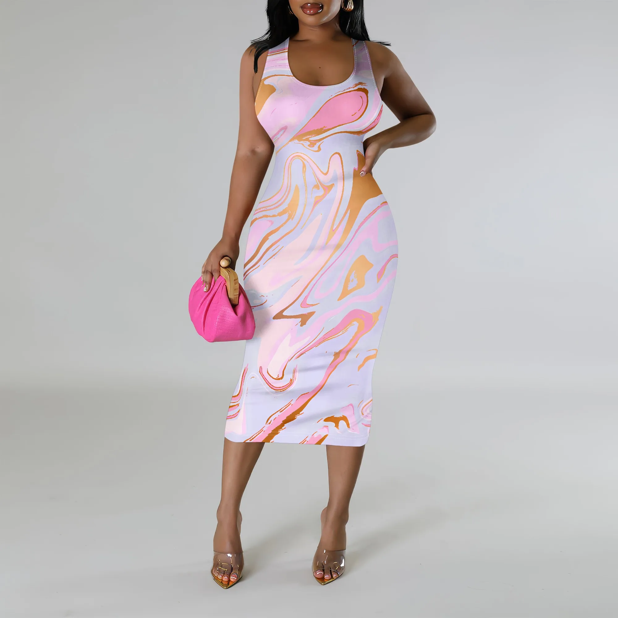 Plus Size Sleeveless Midi Dress Abstract Marble Swirl Print Casual Tank Dress for Vacation
Plus Size Sleeveless Midi Dress Abstract Marble Swirl Print Casual Tank Dress for Vacation