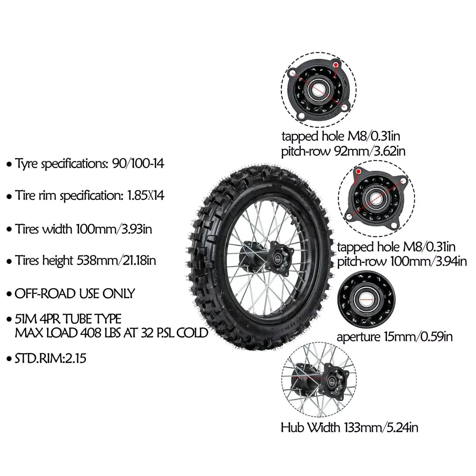 TDPRO 90/100-14 Шина заднего колеса 1,85x14 Диск для Apollo SSR YZ CRF Coolster 125cc 140cc
TDPRO 90/100-14 Шина заднего колеса 1,85x14 Диск для Apollo SSR YZ CRF Coolster 125cc 140cc