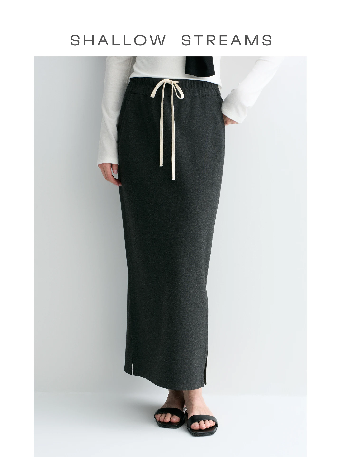 High Waist Straight Cut Half Skirt with Belt Side Split Casual Leisure Series by SHALLOW STREAMS for Women in China
High Waist Straight Cut Half Skirt with Belt Side Split Casual Leisure Series by SHALLOW STREAMS for Women in China