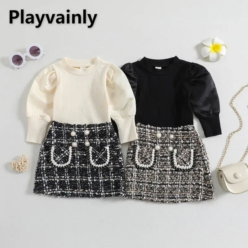 New Spring Autumn Baby Girls Ladies' Style Sets Puff Sleeve Pit Stripe Pullover T-shirt+Tweed Skirt Little Girl 2pcs Suit A32248
New Spring Autumn Baby Girls Ladies' Style Sets Puff Sleeve Pit Stripe Pullover T-shirt+Tweed Skirt Little Girl 2pcs Suit A32248
