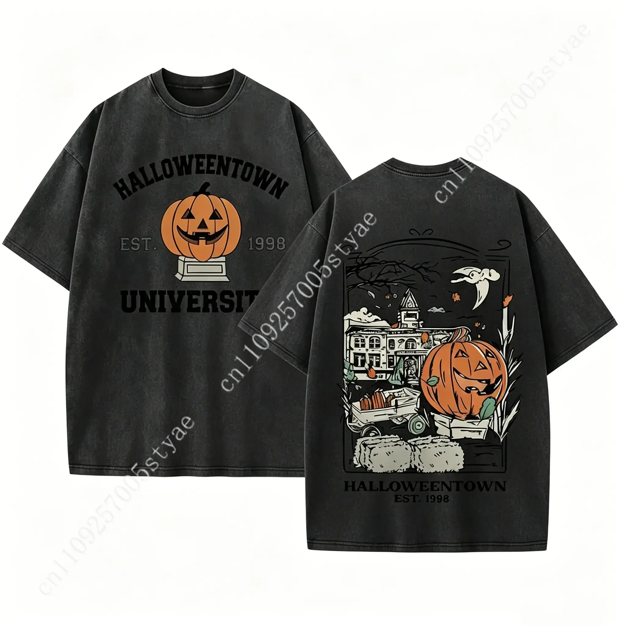 Vintage Halloweentown University Est 1998 T‑Shirt, Pumpkin Spooky Town Washed Black Cotton Oversized Short Sleeve Tee, Retro Hal
Vintage Halloweentown University Est 1998 T‑Shirt, Pumpkin Spooky Town Washed Black Cotton Oversized Short Sleeve Tee, Retro Hal