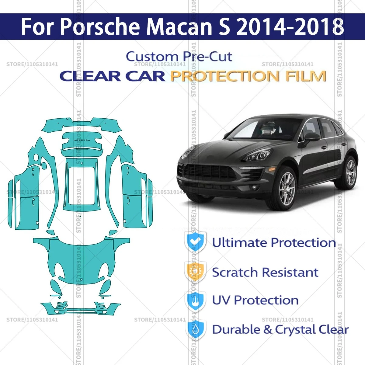 For Porsche Macan S 2014-2018 Pre-Cut Paint Protection Film PPF Transparent Car Film Professional Automotive PPF Full Vehicle
For Porsche Macan S 2014-2018 Pre-Cut Paint Protection Film PPF Transparent Car Film Professional Automotive PPF Full Vehicle